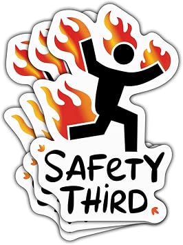 3 Pcs Safety Third Sticker, Funny Construction & Engineering Vinyl Sticker, Industrial Worksite Humor Stickers for Waterproof Laptop Water Bottle Phone Car Window Helmet Toolboxes