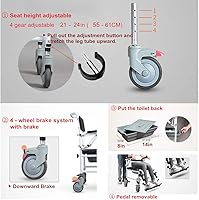 Vista 5 de Nurth - Silla reclinable inclinable en el espacio para ducha/inodoro con asiento acolchado, respaldo, reposabrazos. Silla multifunción Care 4 en 1