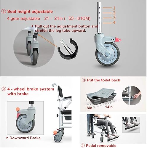 Miniatura 6 de Nurth - Silla reclinable inclinable en el espacio para duchainodoro con asiento acolchado, respaldo, reposabrazos. Silla multifunción Care 4 en 1,