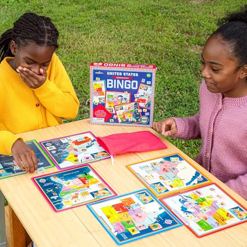 Image of eeBoo: USA Geography Bingo for Kids for Ages 5+, A Fun Kids Learning Game that Teaches About the USA and Improves Memory