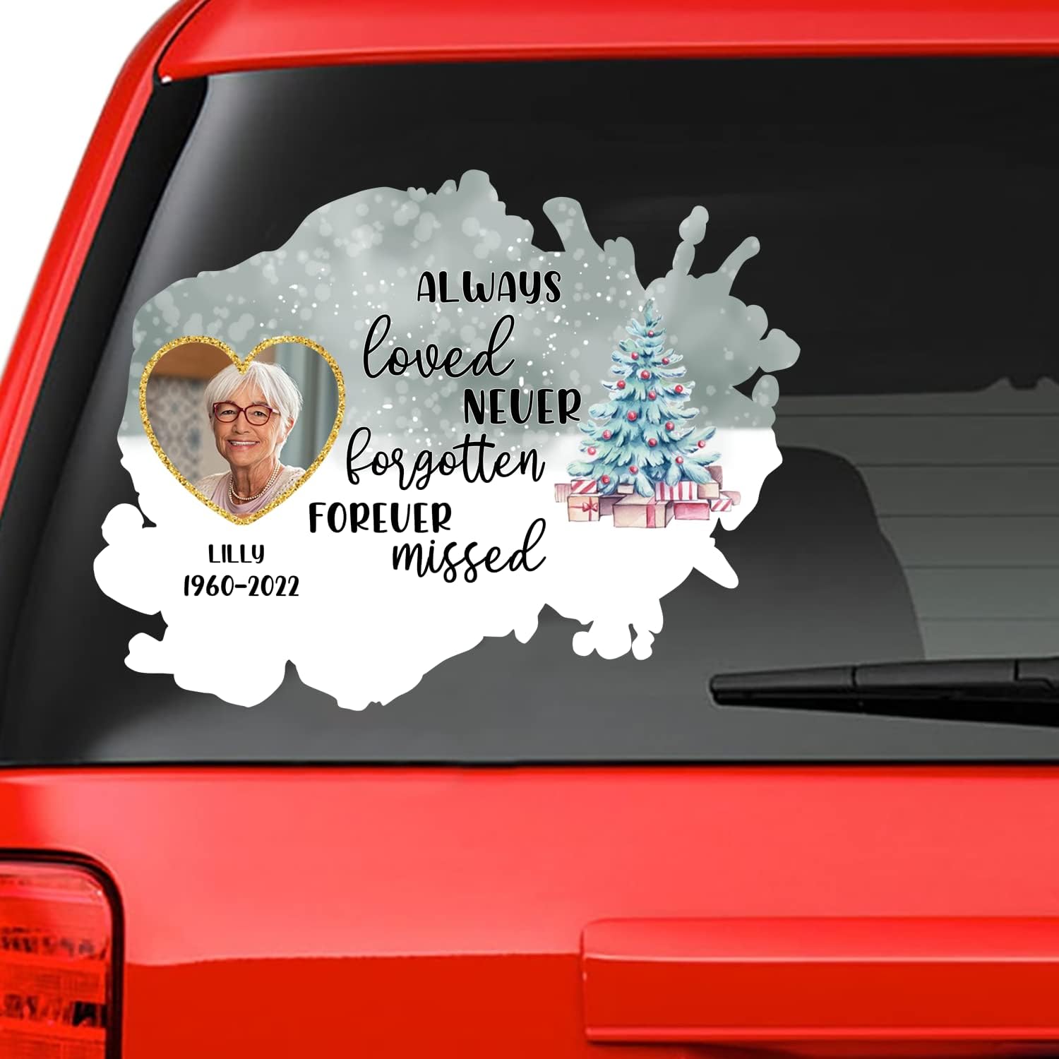 Memory Christmas Waterproof Window Decals for Home Wall Window Décor. Loss of Loved One Christmas Window Sticker Watercolor Memorial. Custom Memory Sticker: Always Loved Never Forgotten Forever Missed CSM292, 4XL