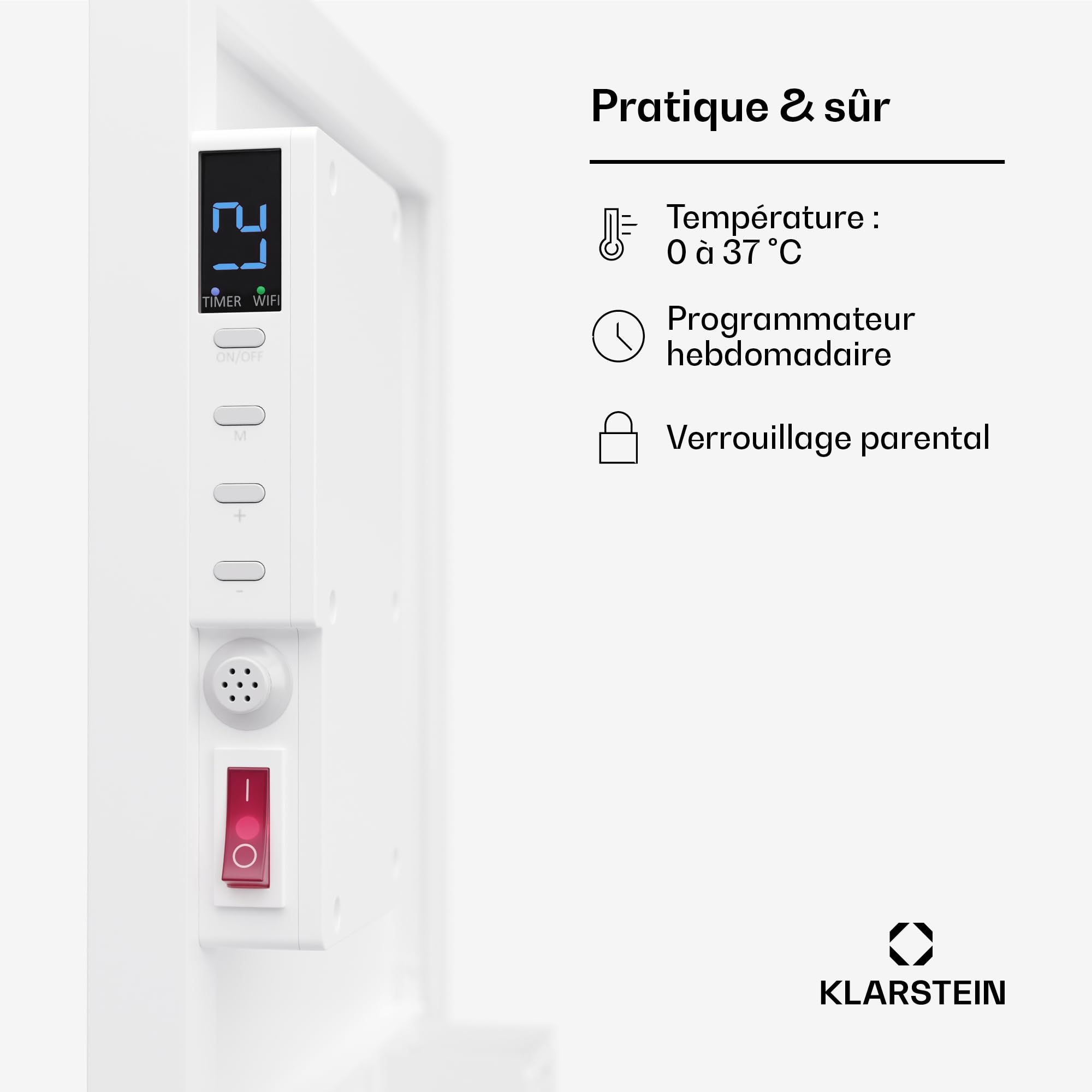 Klarstein Radiateurs Chauffage Radiant Electrique IP24, Chauffage Salle de Bain Infrarouge Intelligent WiFi et App, Radiateur Electrique Mural 320W, Heater avec Détection Fenêtre Ouverte, Thermostat