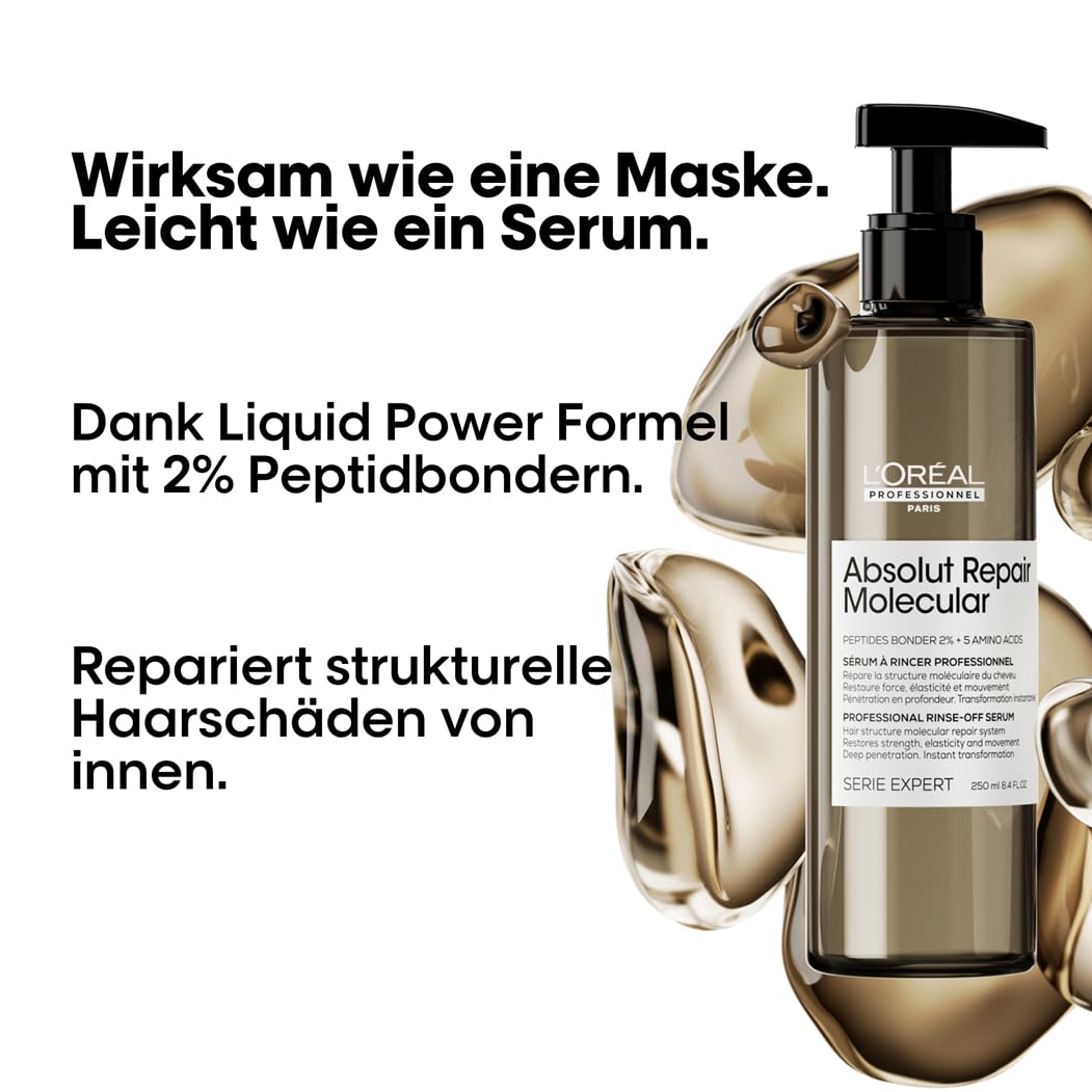 Absolut Repair Molecular Pflege-Trio für stark strukturgeschädigtes Haar, Shampoo 300ml, Rinse-Off Serum 250ml und Leave-In 50ml