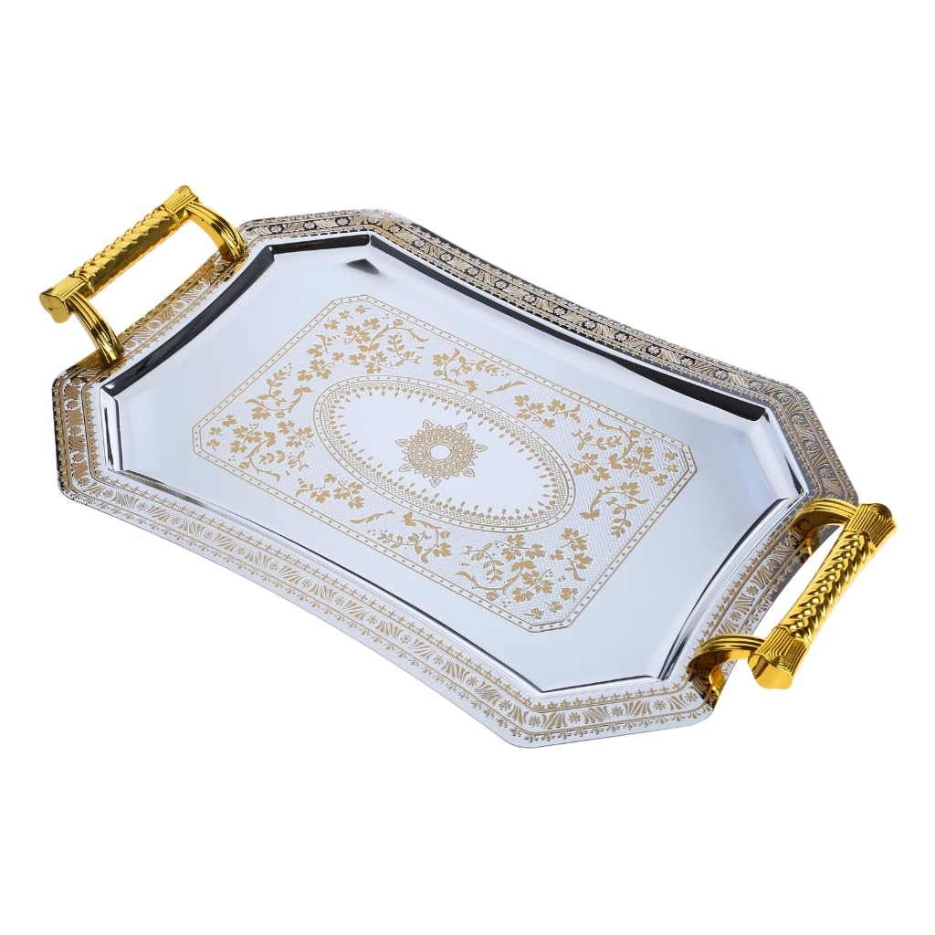Vassoio portaoggetti in acciaio inossidabile con manico delicato modello piatto da portata forniture per casa ristorante caffetteria bar decorazione