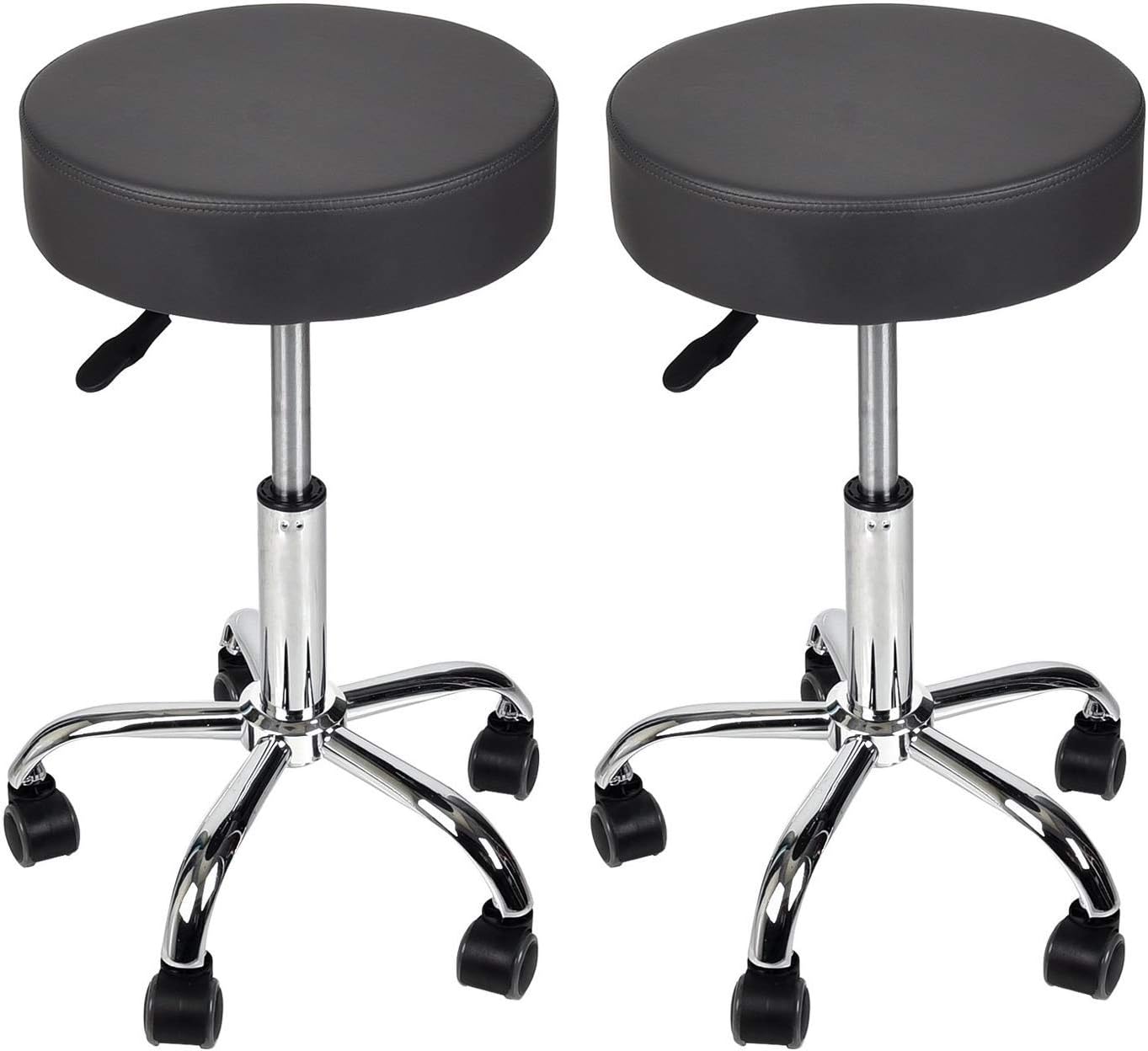 YOURLITE Set of 2, Salon and Spa Chairs Height Adjustable Medical Rolling Swivel Stool Chairs, Multi-Purpose Drafting Spa Stools, Tattoo Facial Massage Salon Stools, White
