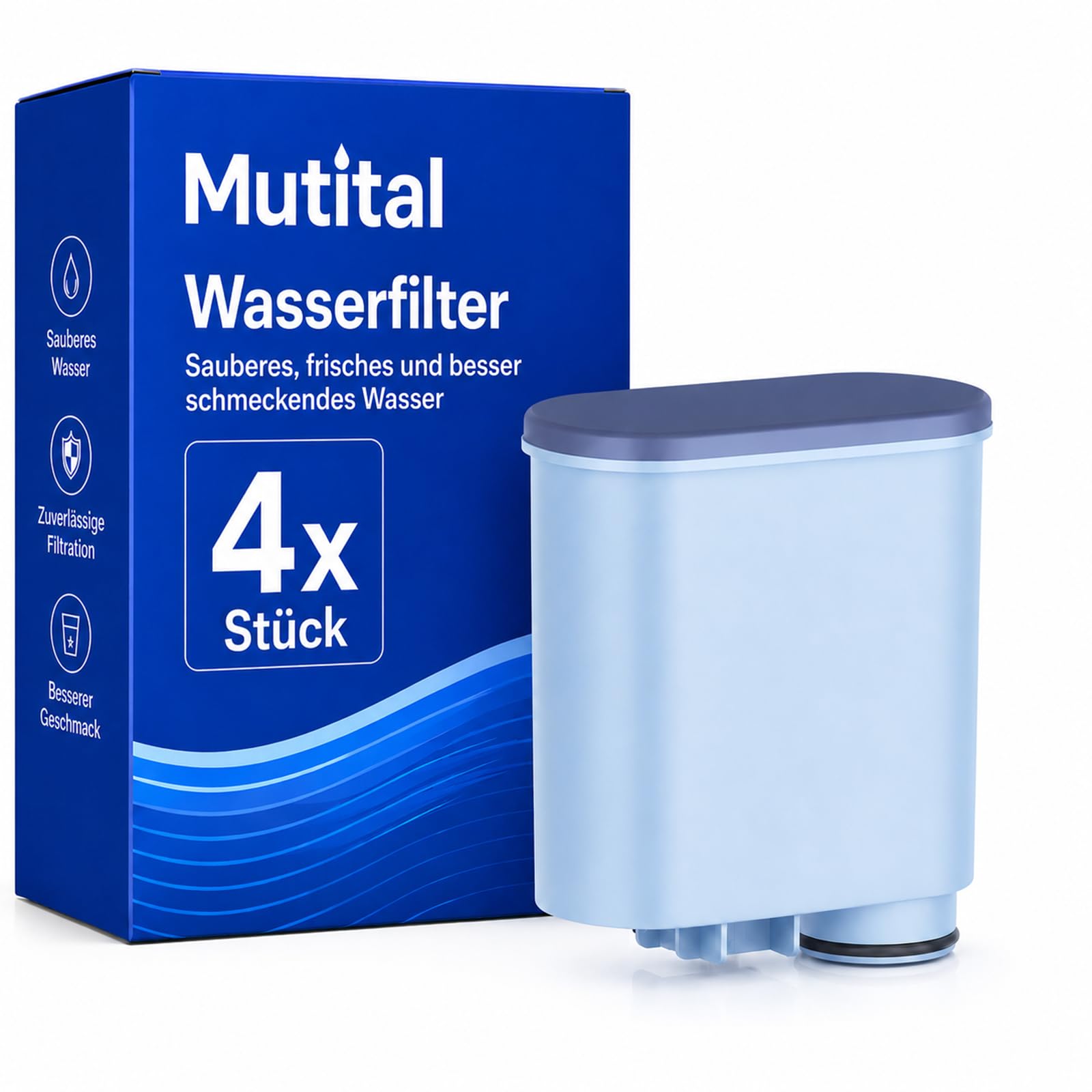 Mutital 4er-Pack Kaffeemaschinen-Wasserfilter kompatibel mit Philips AquaClean Wasserfilter, 3200 Espresso-Maschine Filter Ersatz für Kaffeevollautomaten, spezieller Anti-Kalk-Filter (CA6903)