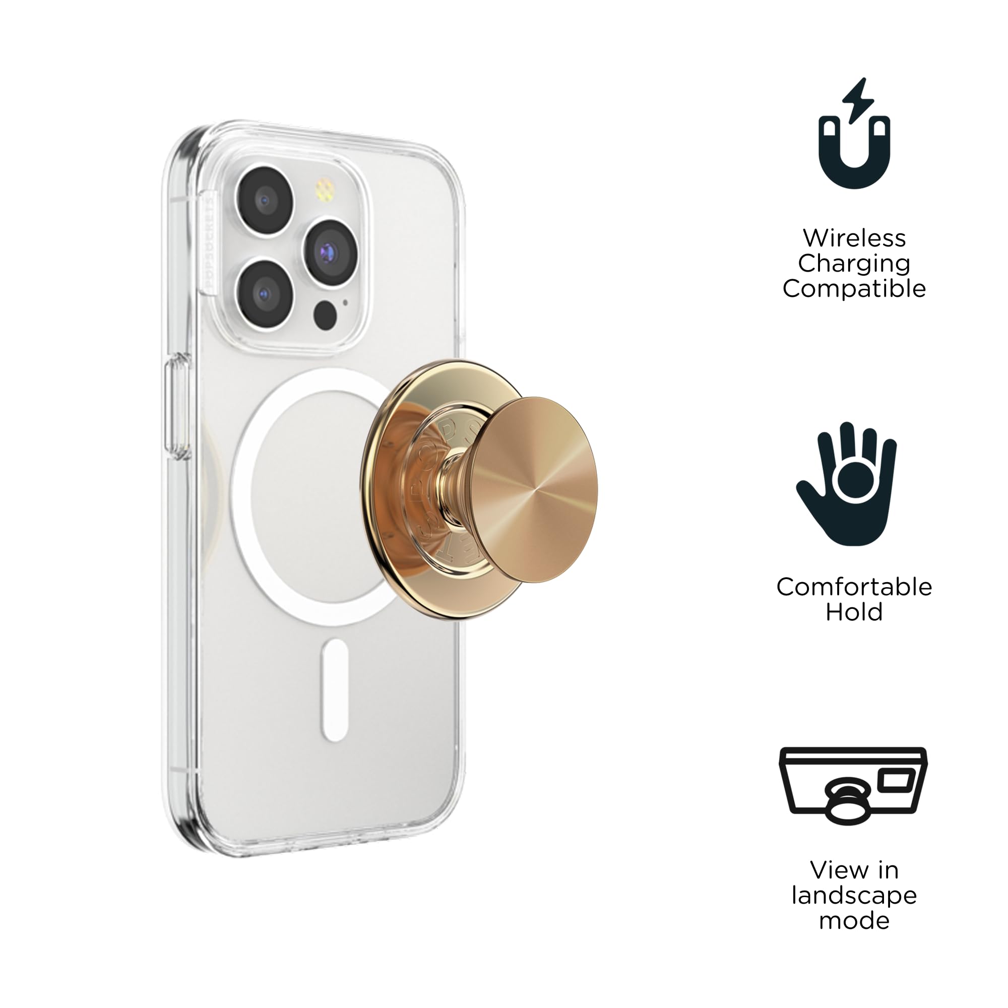 PopSockets Grip per Smartphone MagSafe, Supporto Magnetico, Cavalletto, Enamel - Alum Radial Gold