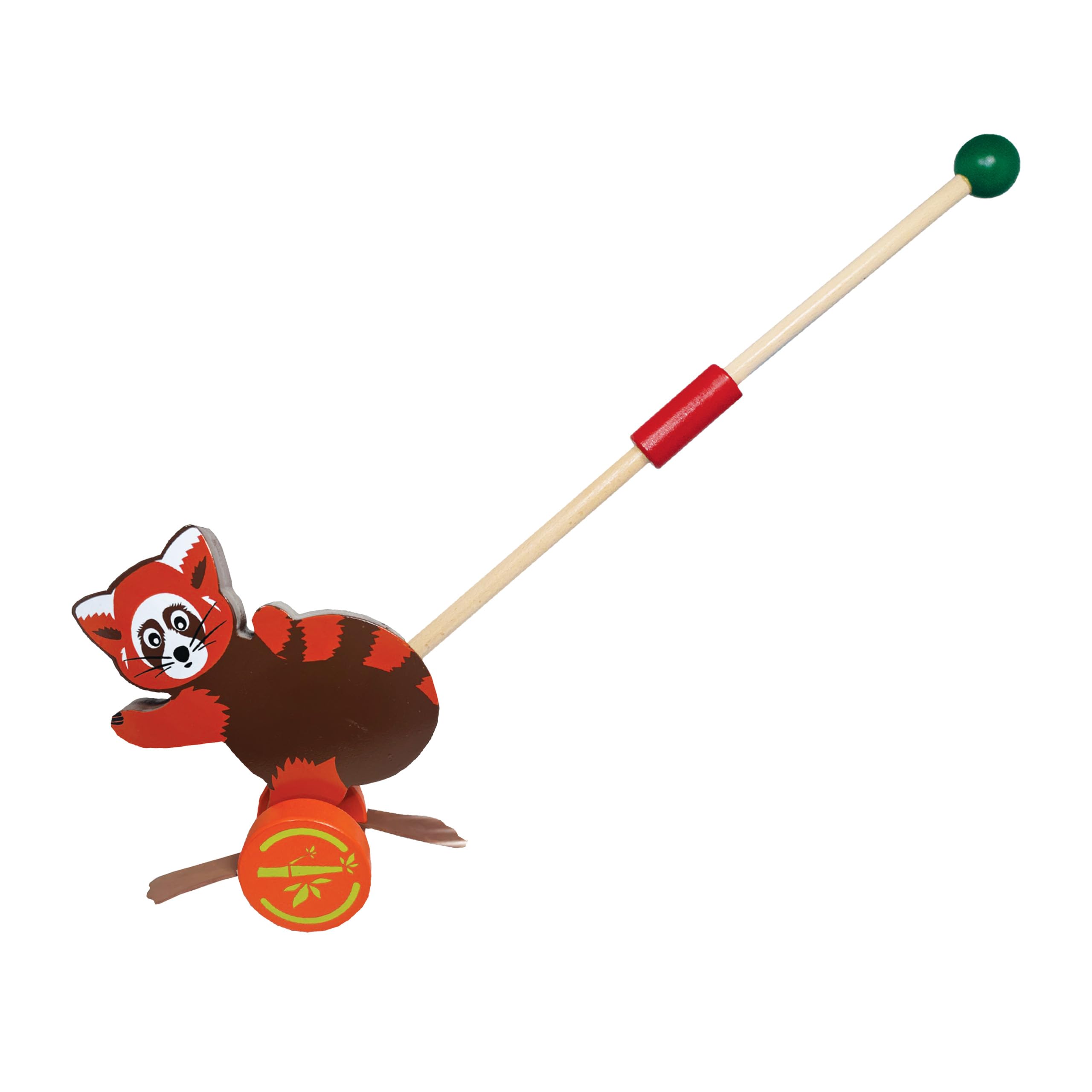 Push-A-Long Pets - Deluxebase Czerwona Panda Zabawki Push dla Dzieci Ekologiczne Drewniane Pchanie Ciągnięcie Duże Zabawki Wczesnego Rozwoju i Aktywności