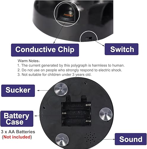 Miniatura 6 de Detector eléctrico de mentiras de dedo, detector de mentiras impactante eléctrico mejorado, máquina de prueba de polígrafo, juego de choque de dedo,