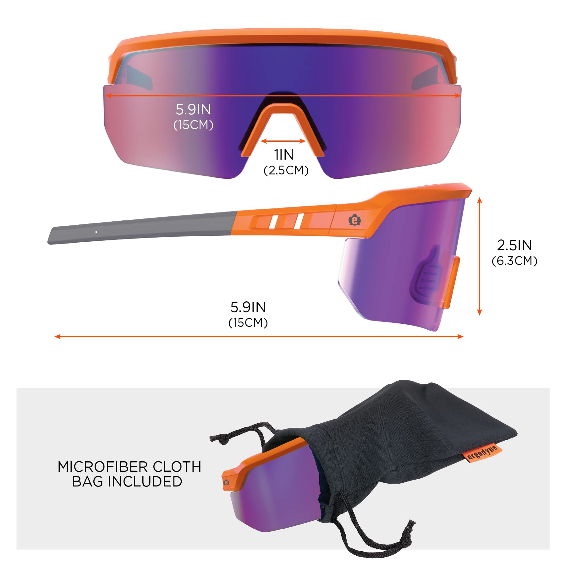 Ergodyne Skullerz AEGIR Sicherheits-Sonnenbrille, verspiegelte Gläser, ANSI z87.1