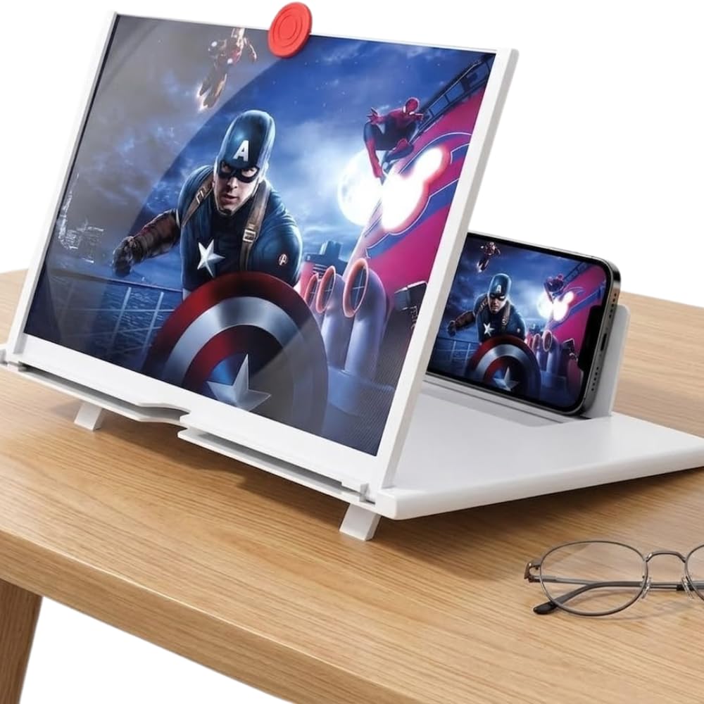 Drumstone (𝐒𝐩𝐞𝐜𝐢𝐚𝐥 𝟏𝟓 𝐘𝐞𝐚𝐫𝐬 𝐖𝐚𝐫𝐫𝐚𝐧𝐭𝐲) 12 Inch HD 3D Mobile Screen Magnifier with Foldable Stand, Smartphone Screen Enlarger & Video Amplifier, Universal Phone Projector.-image-44