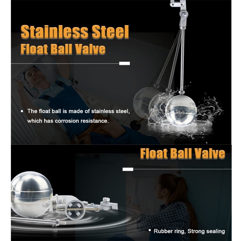 1/2 "3/4" 1 "Valvola A Sfera A Sfera A Galleggiante in Acciaio Inox, Valvola Galleggiante Regolabile Serbatoio dell'Acqua Bend Gualt Valvola A Sfera Galleggiante Valvola(1 1/4")