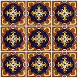 Ceramic Talavera Mexican Tile 4x4", 9 Pieces (NOT Stickers) A1 Export Quality! - EX49