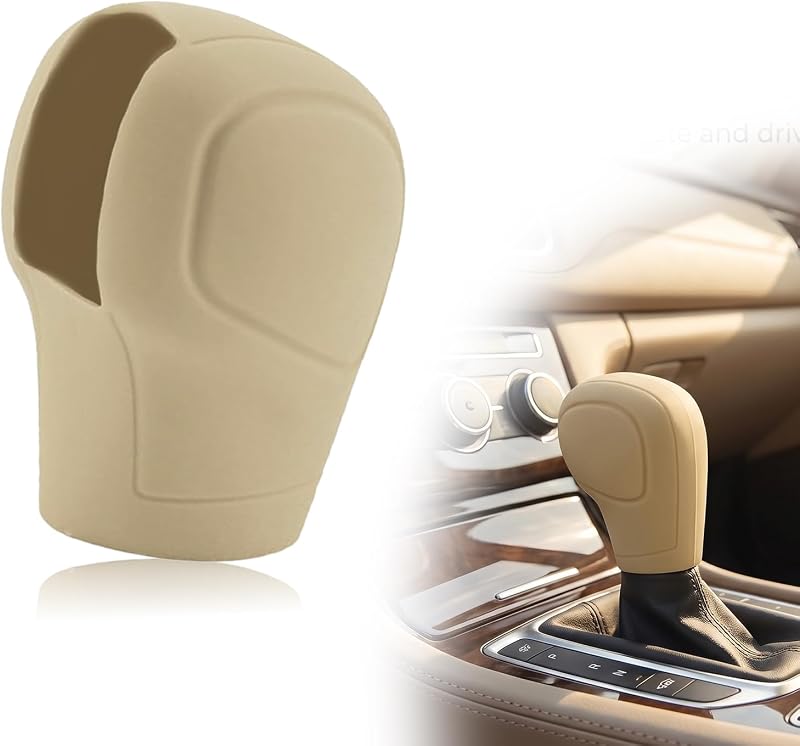 Capa Protetora para Manopla de Câmbio POFOEA em Silicone Antiderrapante Bege – 1 unidade