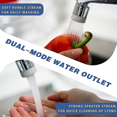 Miniatura 7 de Extensor de grifo giratorio universal de 1080°, paquete de 2 extensores de grifo giratorio de brazo robótico giratorio con 2 modos de salida de