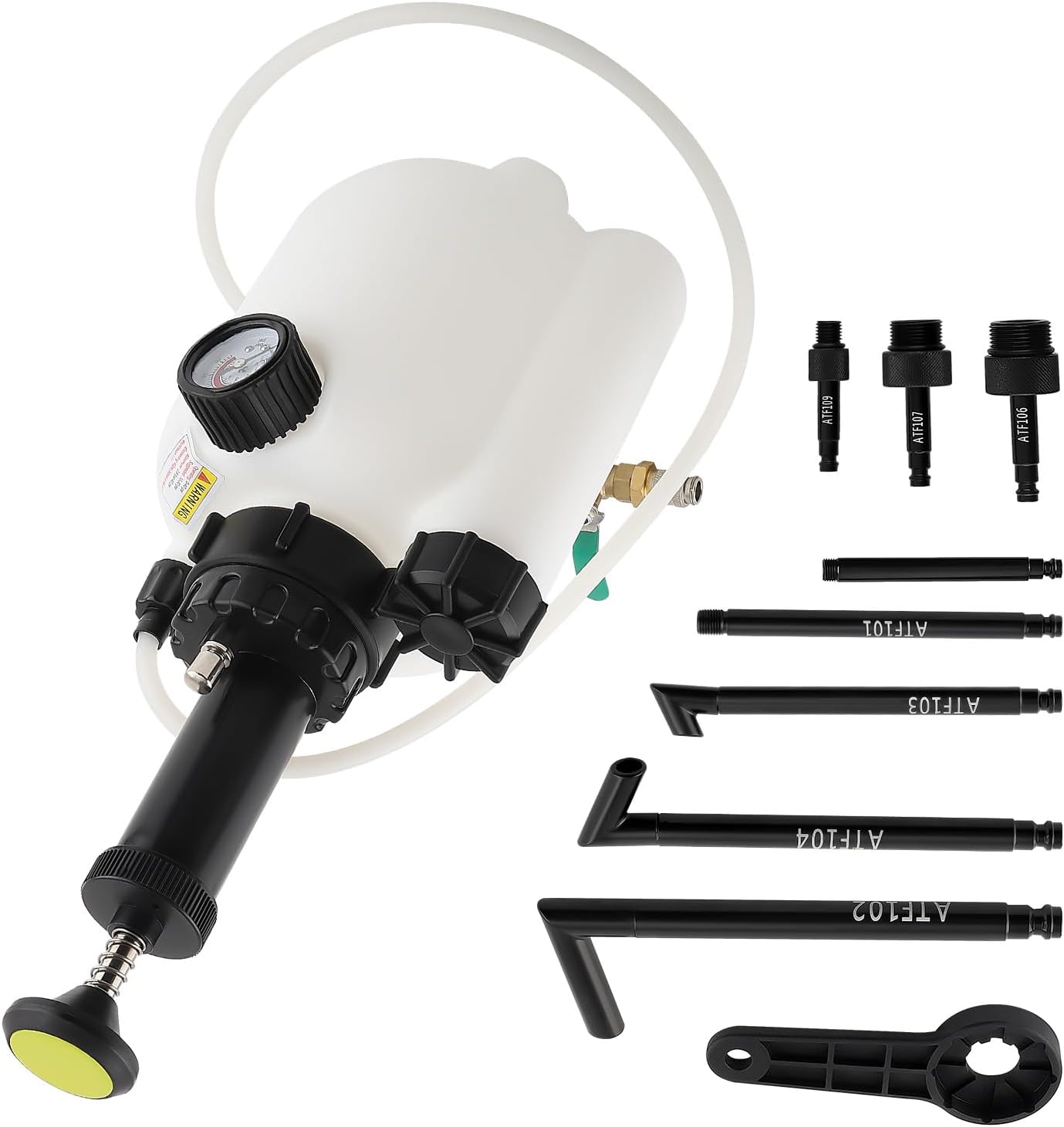 3L Manual Transmission Oil Filling System Fluid Pump Tool with 8pcs Adaptors Pressure Gauge for Ford BMW Honda Nissan Volkswagen Porsche Mini Cooper Audi Mercedes