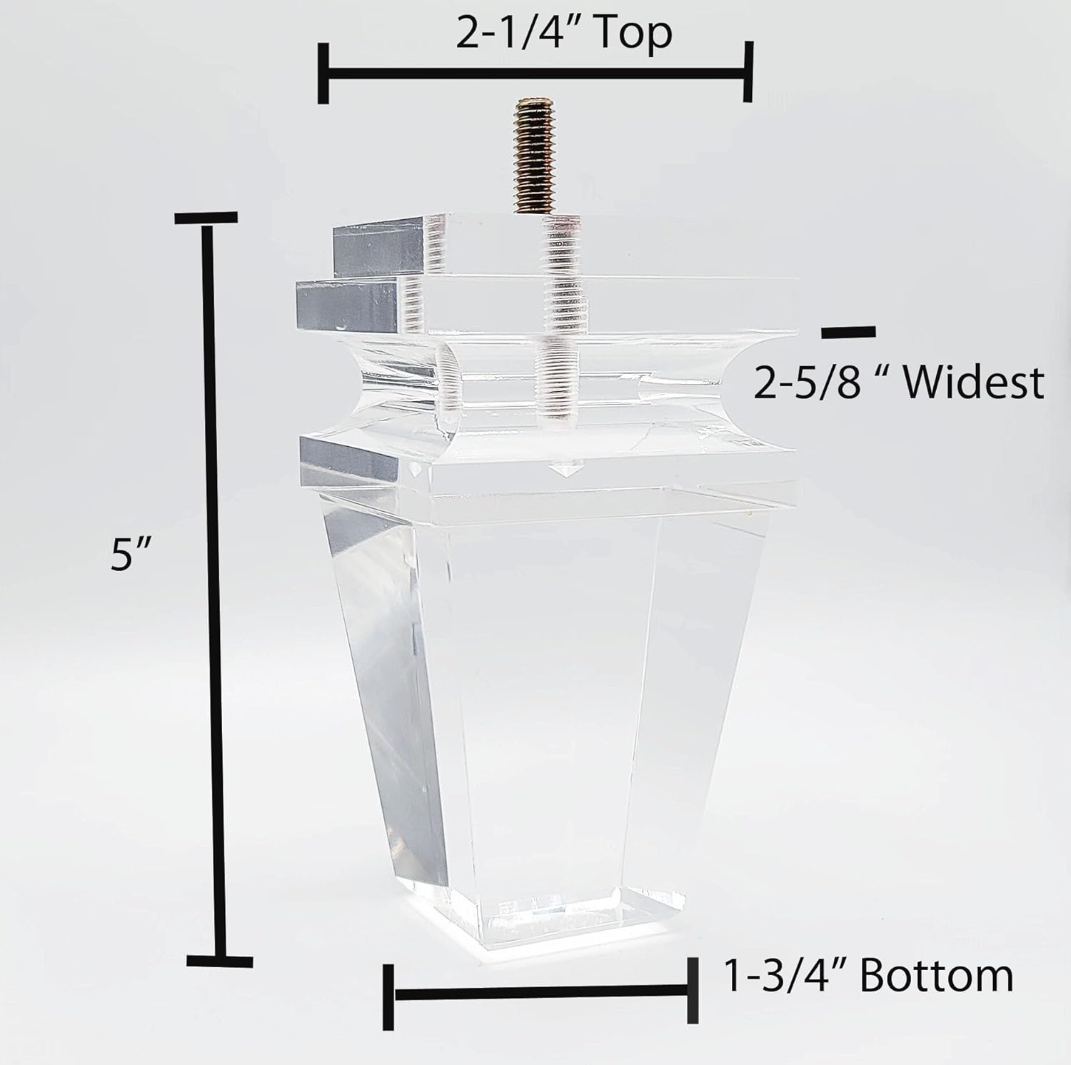 4 PCS Clear Acrylic Lucite Legs 5" H Tapered for Furniture DIY