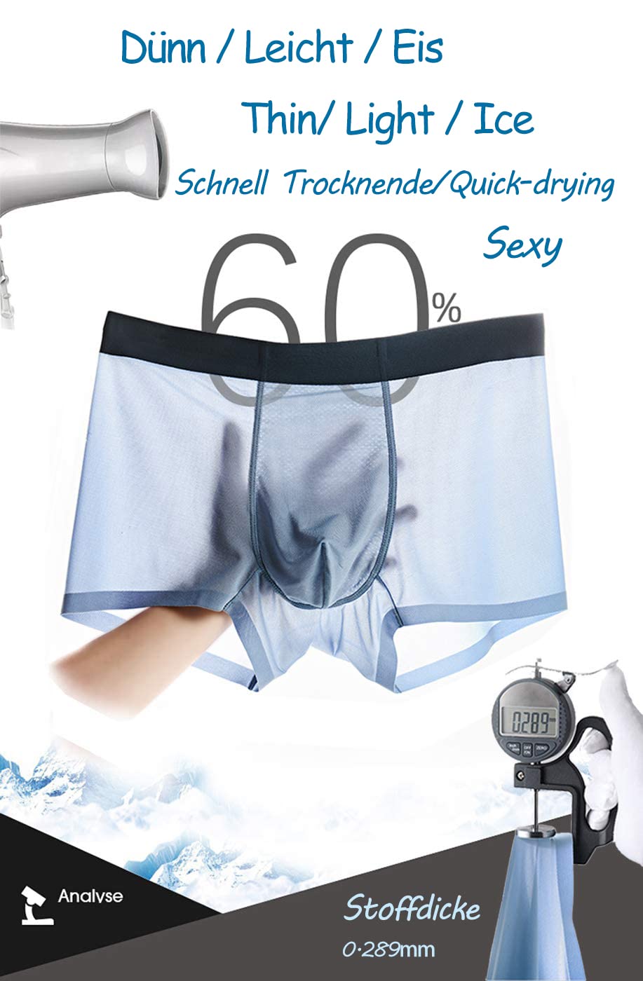 YUSHOW Boxer Uomo Boxer Seta di Ghiaccio Intimo Uomo Boxer Aderenti Shorts Intimo Slip Sexy Super Morbidi e Traspiranti (Pacco da 3)