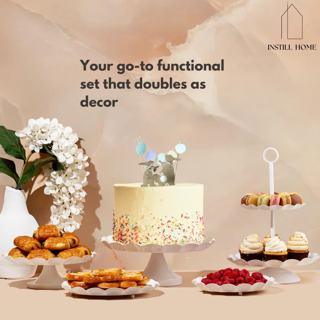 Set di 5 espositori in metallo per dessert, eleganti alzate per torte, cupcake e vassoi da portata, design versatile per feste di compleanno, buffet di nozze, addio al nubilato o baby