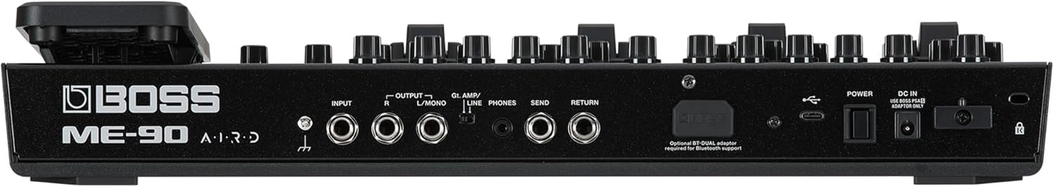 Boss ME-90 Guitar Multiple Effects Bundle with Gearlux Power Supply, Instrument Cable, Patch Cable, and Picks
