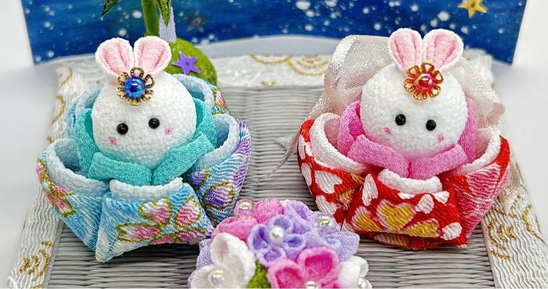 Amazon.co.jp: 七夕 織姫 彦星 2体セット つまみ細工 ちりめん細工