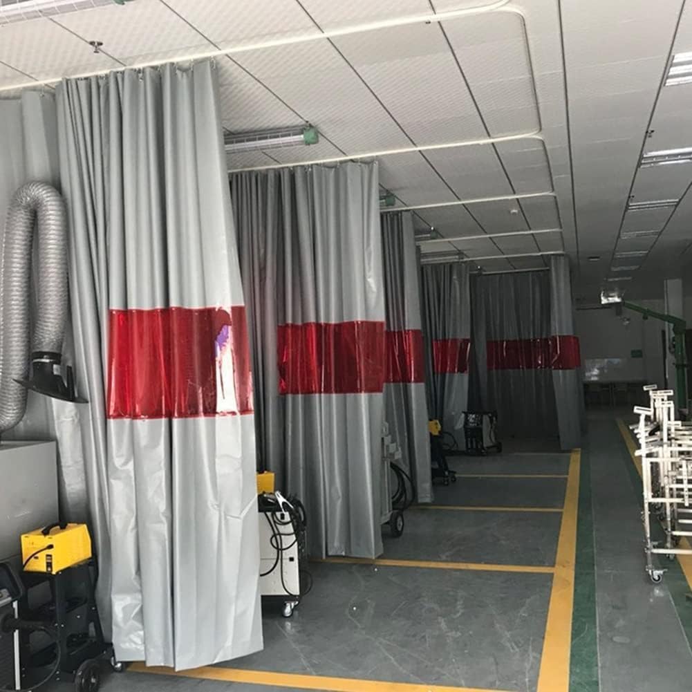 Koce spawalnicze pokryte silikonem z czerwonymi panelami okiennymi, wytrzymałe maty ochronne do spawania do maszyn przemysłowych, warsztatowych i tnących(3.5x2.5m)