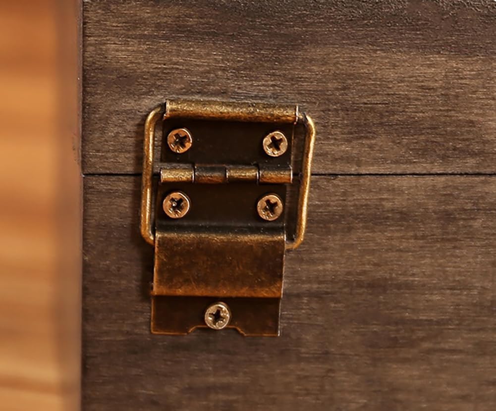 10x6 Inches Retro Wooden Box Decorative Treasure Chest Vintage Jewelry Box