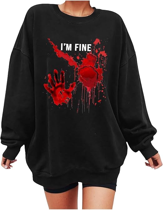 Halloween Sweatshirt Damen 'Problem Gelöst' - Blutiges Design Für Gruselpartys