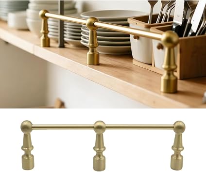 14 20 24 36 38 41 42 inch Long Brass Railing Spindles, Customizable Shelf Guard Rail for Cabinet Fences, Decorative Shelf Rails for Kitchen, Shoe Racks, Bookshelves2 Pack,29in/74cm