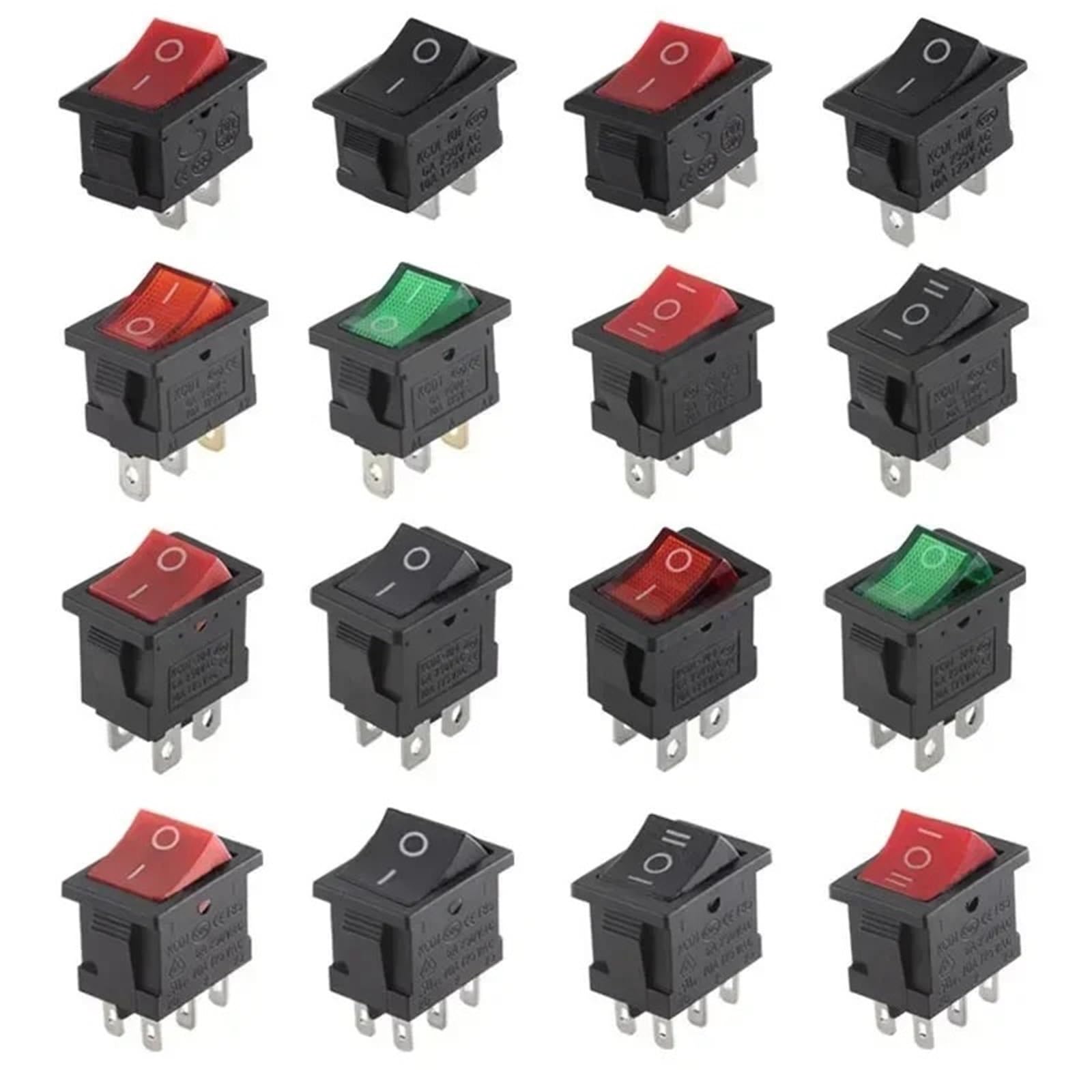 KCD1 2/3/4Pin 15 * 21mm EIN-AUS Boot Auto Wippschalter 6A 250V AC,10A 125V AC Netzschalter 10/100 stücke(Black 2Pin,10 PCS)