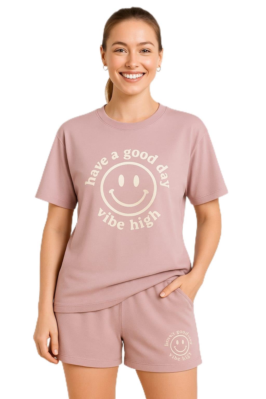 KSHS Women's Cotton Night Suit Co-ord Set – Soft Top & Shorts |Travel-Friendly Sleepwear | Comfortable, Breathable Fabri