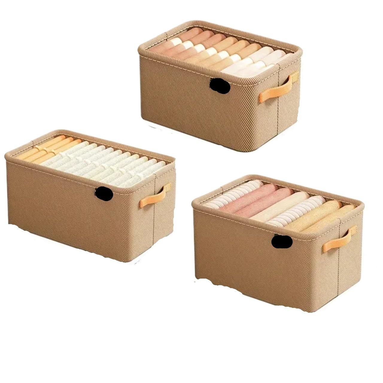 DFGRGRV Drawer Organiser Wardrobe Organizer Box For Storage In The Closet Underwear Drawers Bedroom Cabinet Socks Bra Pants(Khaki 3PCS Mix)