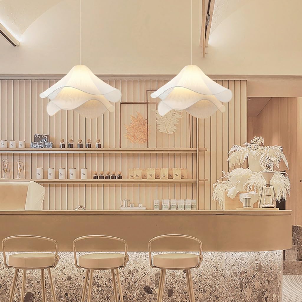 Lampa wisząca podstawa E27 żyrandol stoffener Blumen biały abażur stół jadalnia lampa wisząca regulowana wysokość wisiorek światło salon restauracja sypialnia kuchnia oświetlenie sufitowe (60 cm)