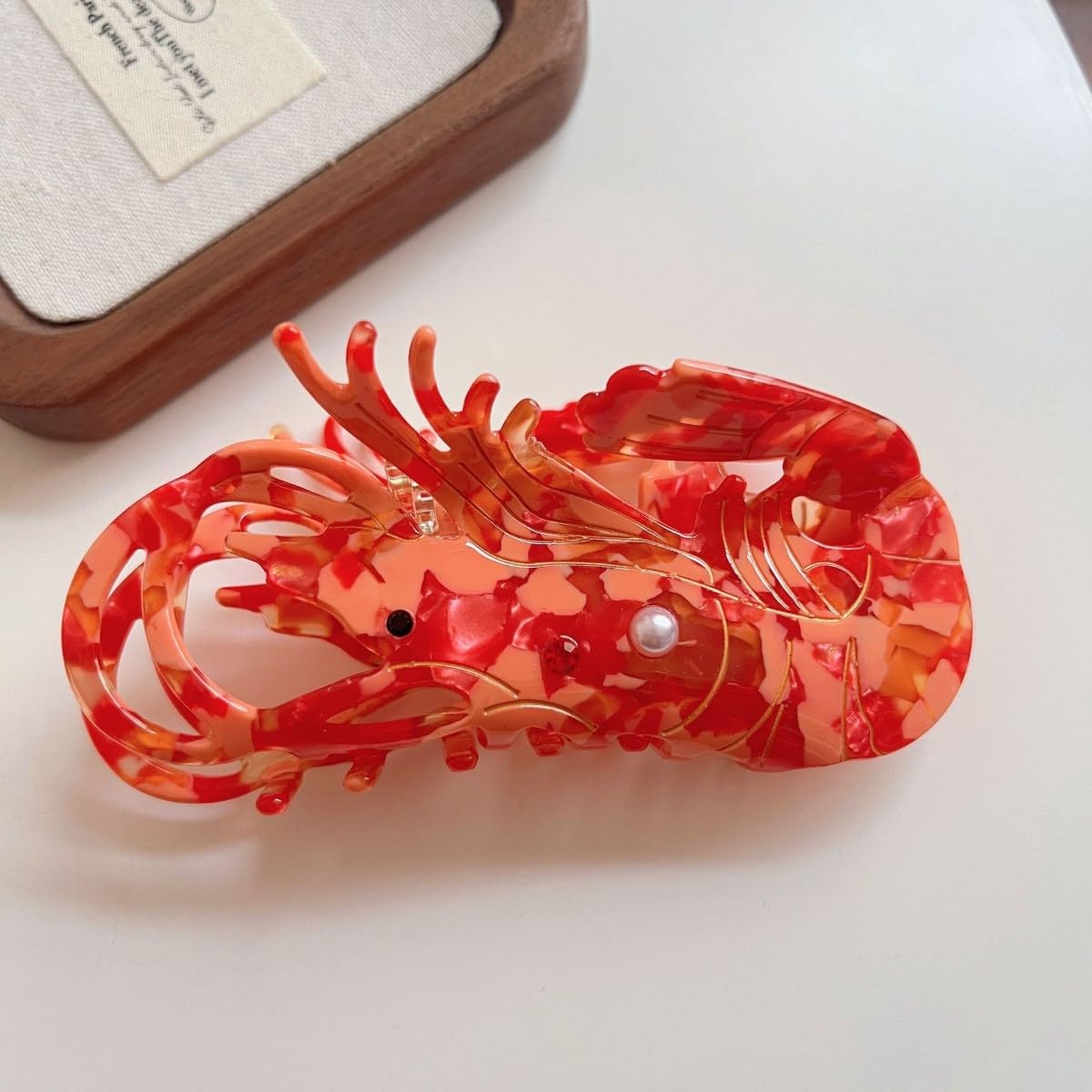 Funny Ocean Shrimp Hair Clips,Cute Acetate Hair Clip,Big Claw Clips for Women,Red - Image 3