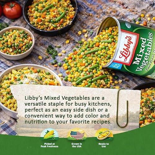 Libby\'s Mixed Vegetables | Delicious Vegetable Favorites | Colorful Carrots, Potatoes, Peas, Corn, Green Beans, Celery, Lima Beans | Seasoned with Sea Salt | Grown in the USA | 15 oz (Pack of 12)