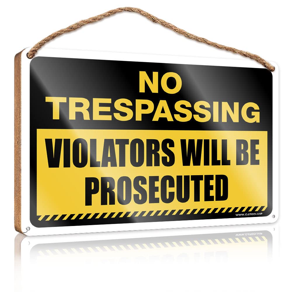 DTHA Outdoor Wooden Signs No Trespassing Violators Will Be Prosecuted Wooden Sign Wood Sign Decor Bathroom Door Signs For Home(23X35CM)