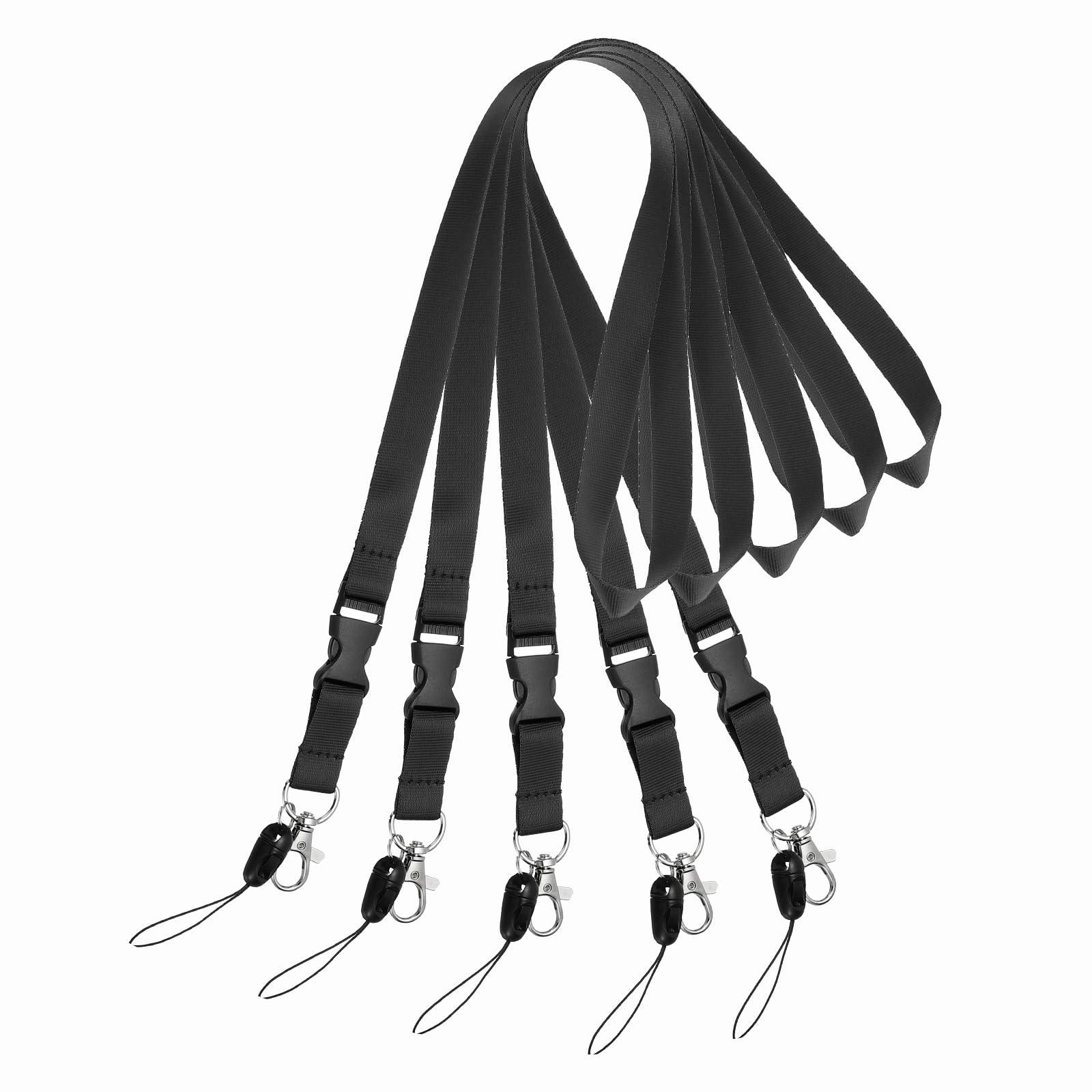 PATIKIL 5 Pack Black Lanyards for Keys, Cool Breakaway Lanyard for Men, ID Badges Holder Straps with Lobster Clasp Keychains for Teachers Office Staff