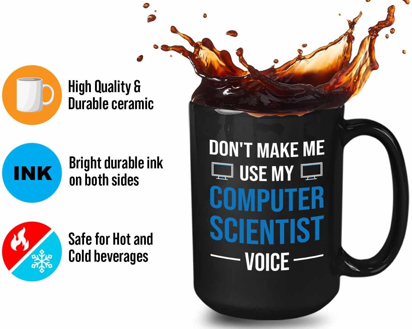 Bubble Hugs Scientist Coffee Mug 15oz Black - Computer Voice - Science Lover Technician Engineer Science Data Analyst Chemistry Scientist Laboratory Partner Software