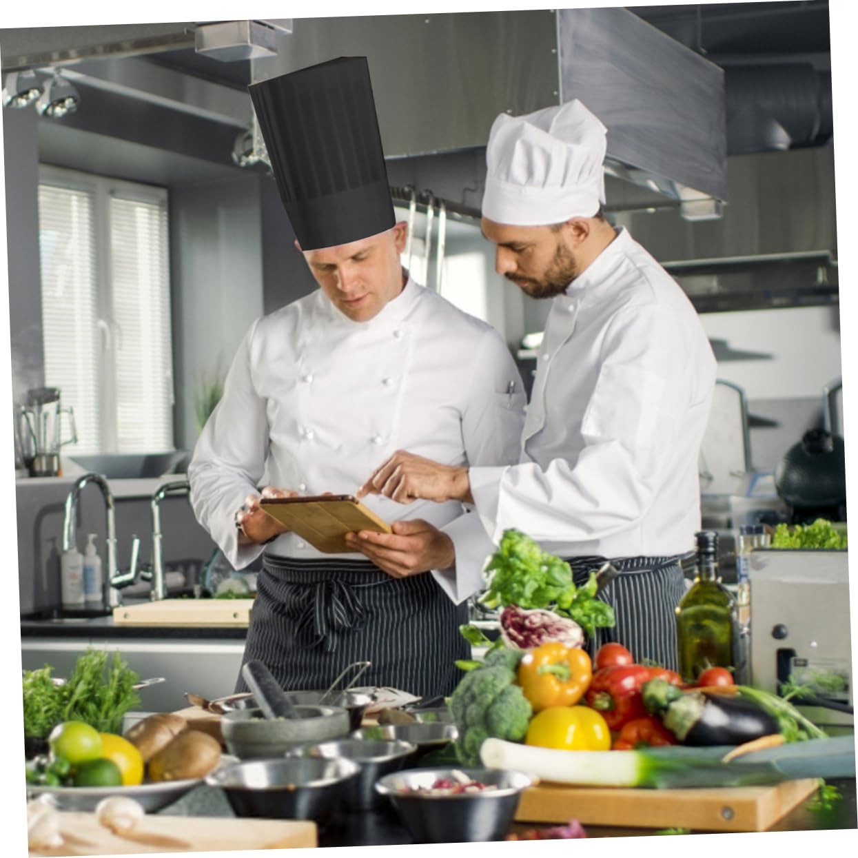 Gatuida Gorro de Chef Desechable 28x30 Cm Ecológico 20 Unidades Material Transpirable Unisex para Cocina Profesional y Restauración