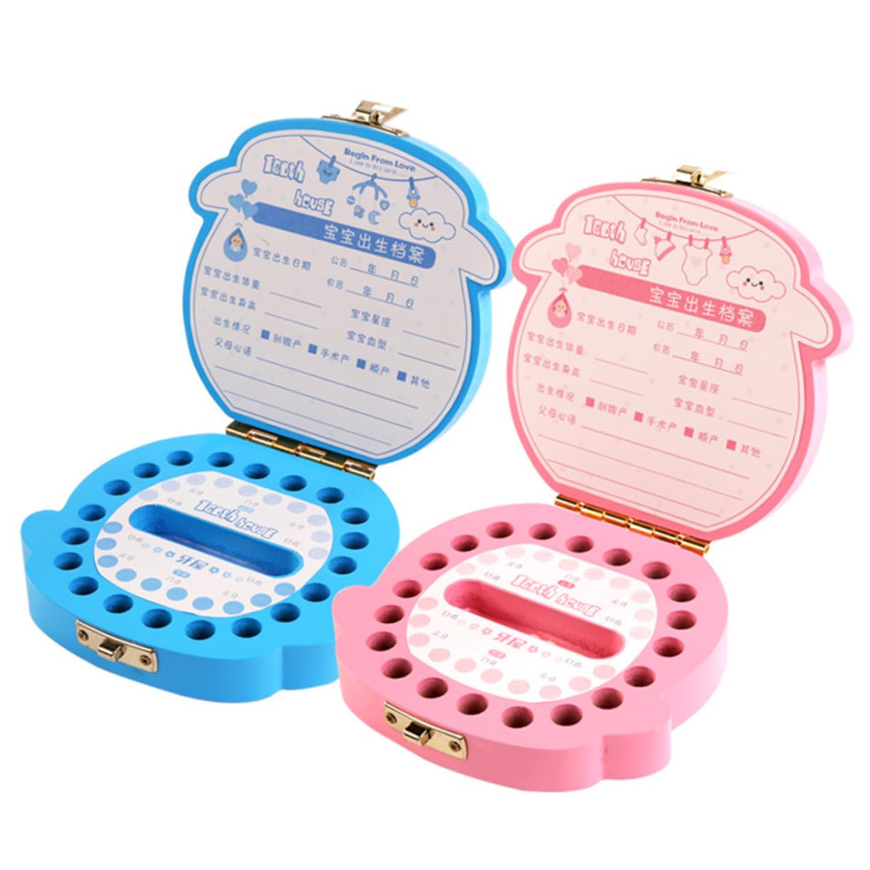 ibasenice Tooth Box Baby Teeth Souvenir Handmade Wood Memory Preservation for Sweetheart