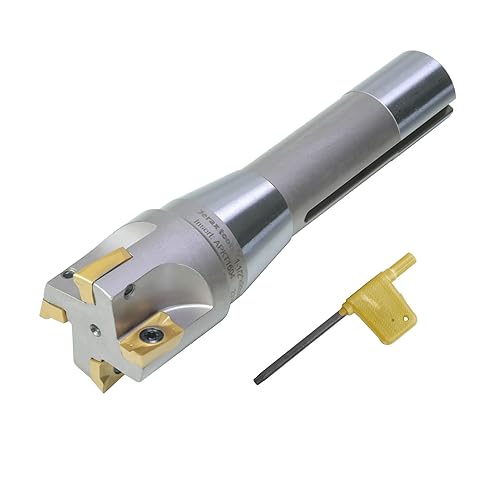 Miniatura 20 de Fresa de extremo indexable de 2 pulgadas de vástago R8, 2 pulgadas de diámetro y fresadora de alta velocidad de 90 grados con inserto de carburo