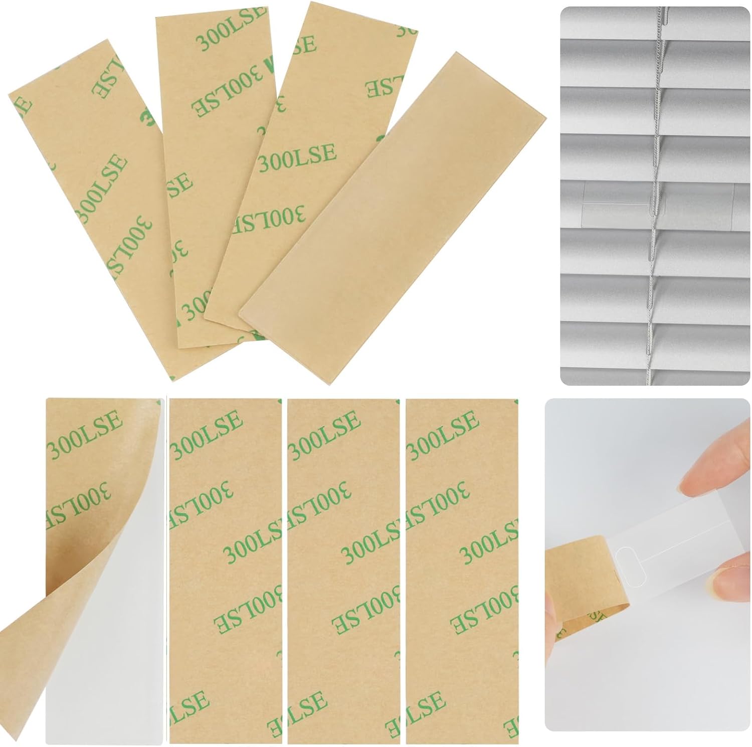 8 Pcs Vertical Blind Repair Tabs Clear Horizontal Blinds Replacement Slats Panels Self-Adhesive Blinds Replacement Fixers for Repair Damaged Blinds Blades (with String Hole, 2(W) x 3.5(L) Inches)