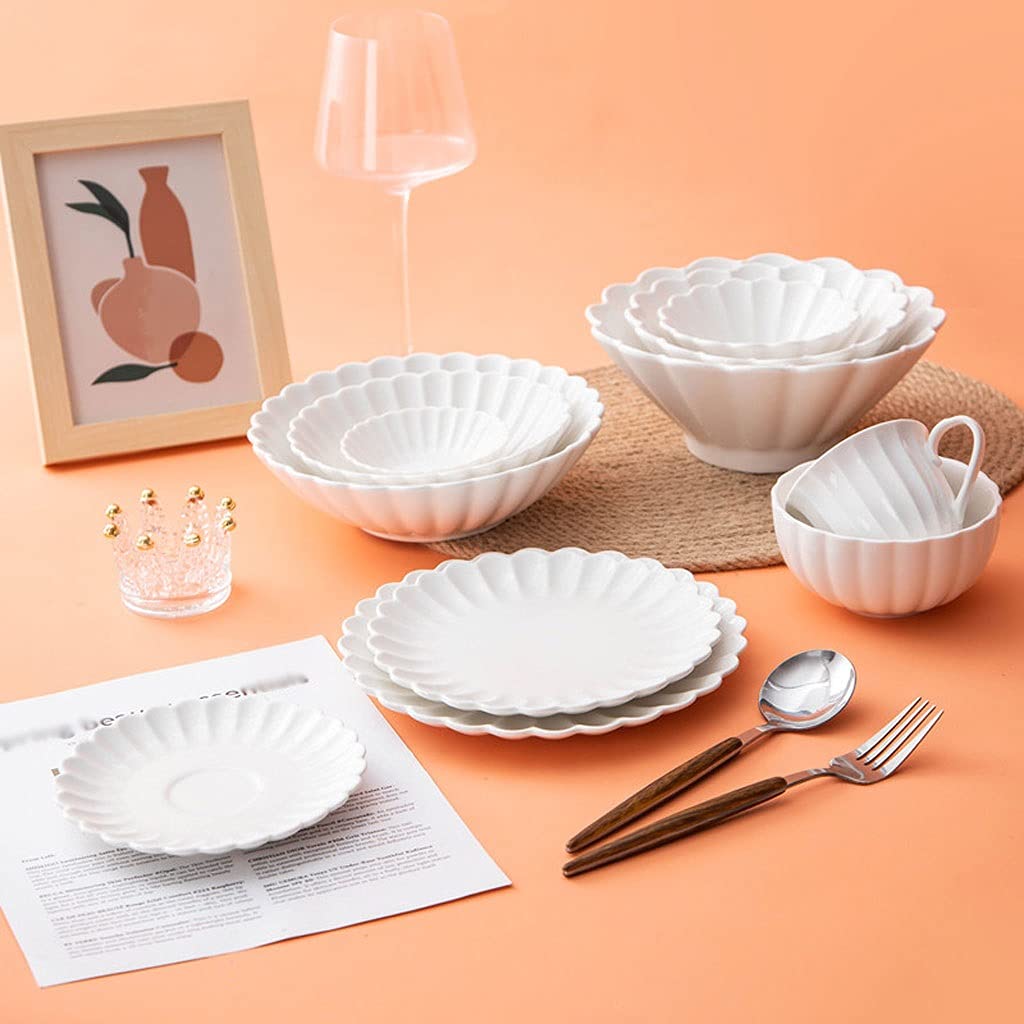 Bellissimo Set di stoviglie in crisantemo in Ceramica da 8 Pollici per Insalata, Pasta, Dessert e Piatti da antipasto. Piatti Adatti al Mic