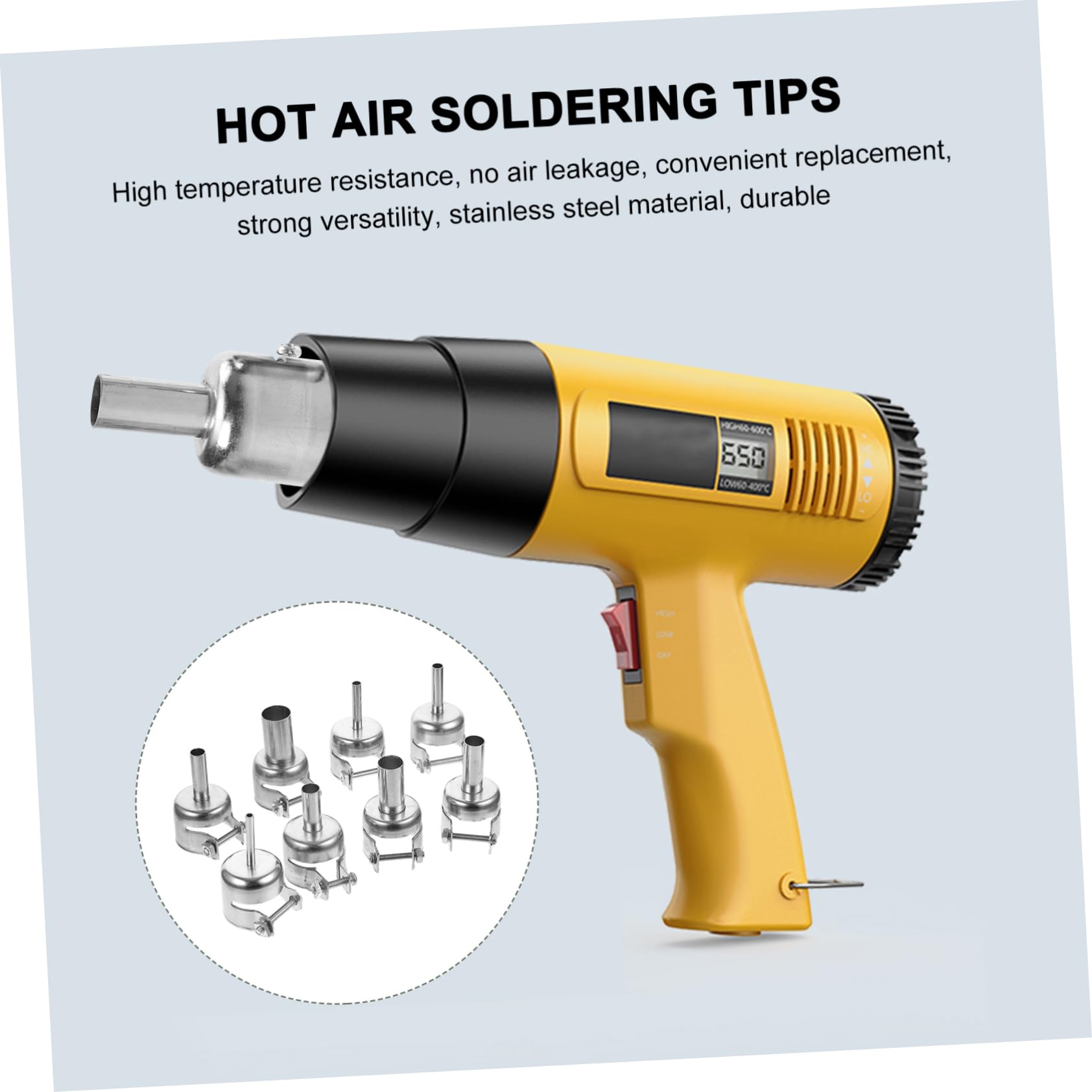 MUCKLILY 850/952/852 Hot Nozzles Set 8pcs Soldering Nozzle Kit Hot Air Soldering Parts Easy Replacement for Air Desoldering Stati