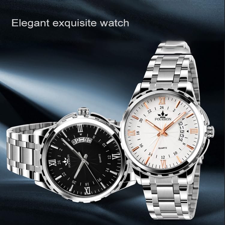 Image of Oligitdi Men's Watches Fashion Luxury Waterproof Date Functional Wrist Watch Quartz Wristwatches for Stainless Steel Band (Black)