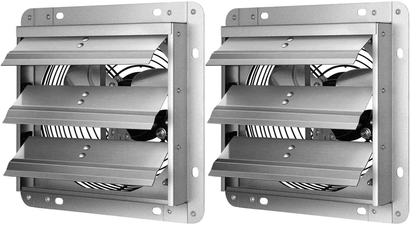 iPower 24 Inch Shutter Exhaust Fan Aluminum High Speed 1400RPM, 2750 CFM, 2-Pack, Silver
