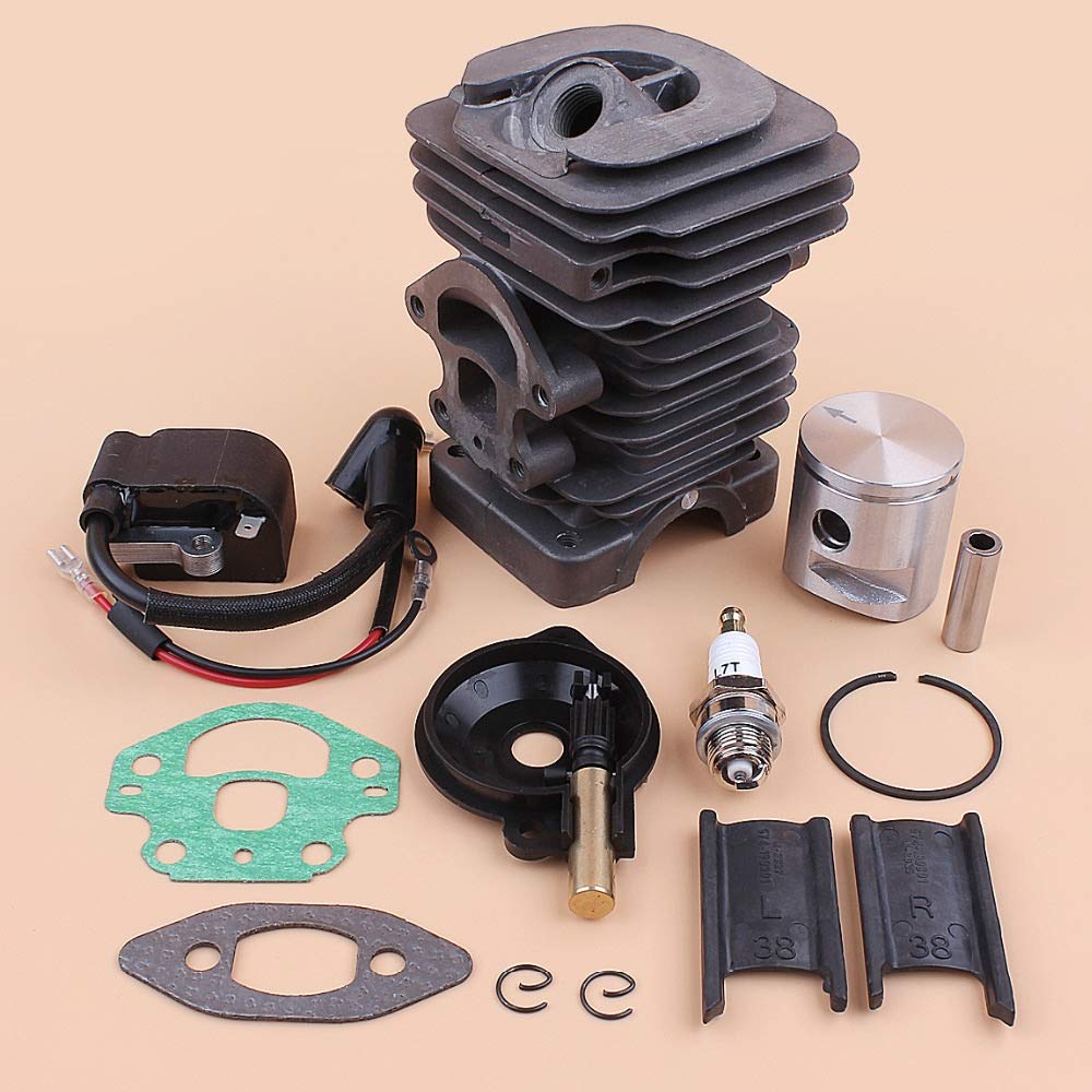 Tiempo Beixi 39mm Cilindro Pistón Bobina de Encendido Kit de Bomba de Aceite Compatible con Husqvarna Reconstruir 236 240 235 Motosierra Motor de Piezas de Repuesto # 545 05 04 17