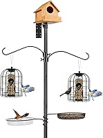 Vista 1 de Bastón de comedero de pájaros ajustable de 80 pulgadas para exteriores, resistente, base de 5 puntas, kit de poste de comedero de pájaros