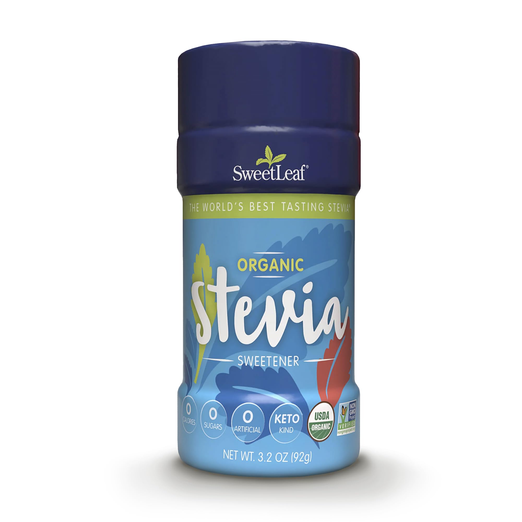 SweetLeaf Organic Stevia Powder Shaker Jar - Zero Calorie Sweetener with Stevia Leaf Extract, No Artificial Sweetener Additive, Sugar Free, Keto Friendly, Non GMO, Gluten Free - 3.2 Oz (Pack of 1)
