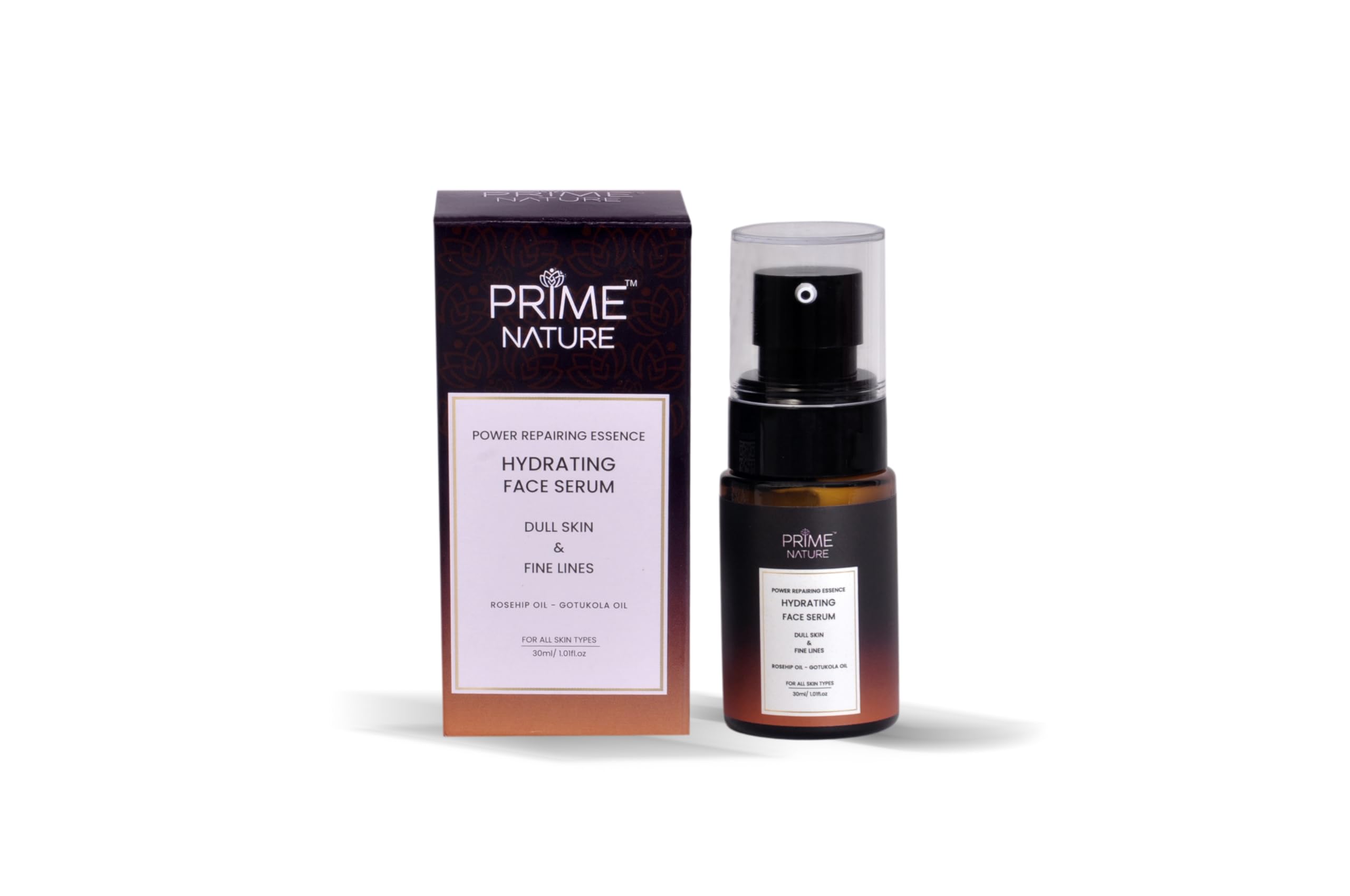 Prime Nature Hydrating Face Serum - Power Repairing Essence with Rosehip & Gotukola Oil for Dull Skin & Fine Lines, 30ml - Natural & Organic Formula for All Skin Types